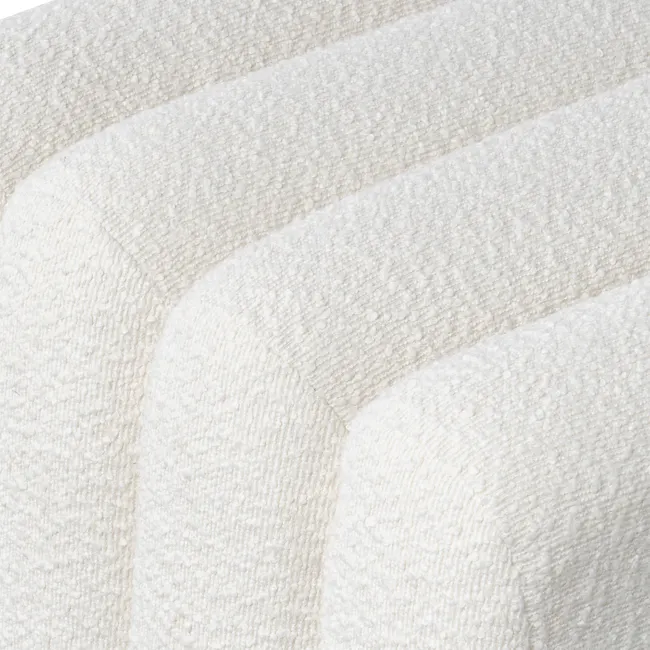 Cosmo Stool - White Boucle - 3 - White textured fabric, soft and cozy, fluffy texture, intricate patterns, ribbed design