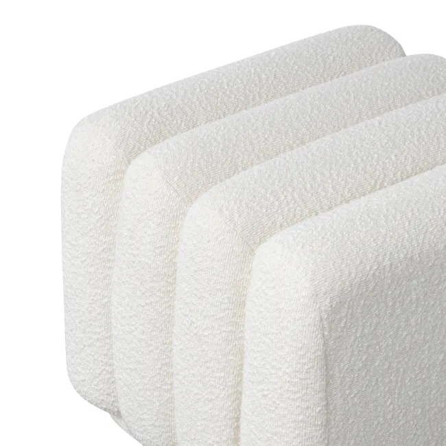 Cosmo Stool - White Boucle - 7 - White textured towel, soft fabric, fluffy material, cozy bathrobe, luxurious bathrobe
