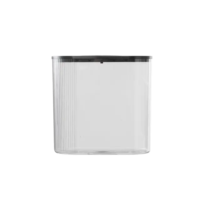 Vero Fluted Acrylic Bin with Lid - Grey - 6 - Clear glass container, minimalist design, vertical ridges, transparent