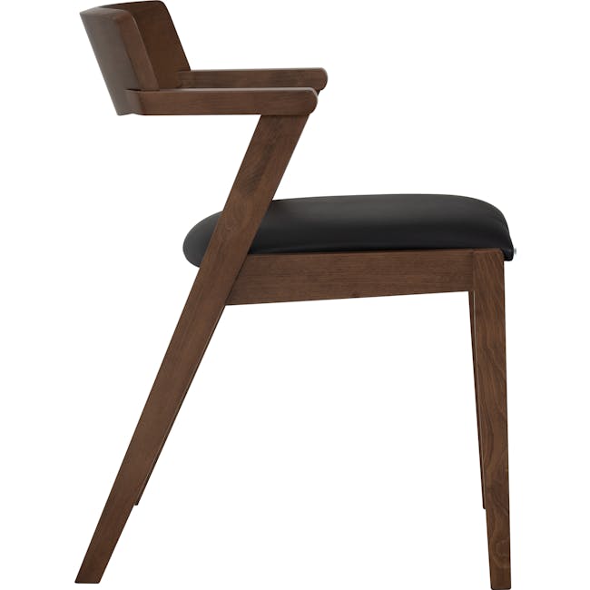 Imogen Dining Chair - Cocoa, Espresso (Faux Leather) - 4 - Wooden chair with black cushion, modern design, brown wood