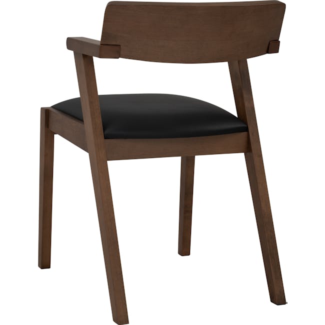 Imogen Dining Chair - Cocoa, Espresso (Faux Leather) - 5 - Wooden chair with black cushion, sleek design, modern aesthetic