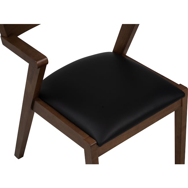 Imogen Dining Chair - Cocoa, Espresso (Faux Leather) - 7 - Wooden chair with black cushion, dark brown wood finish, sturdy