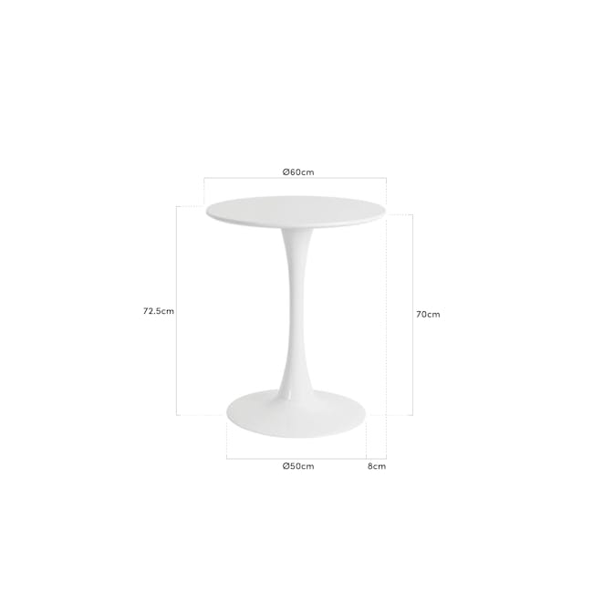 Carmen Round Dining Table 0.6m - White - 1