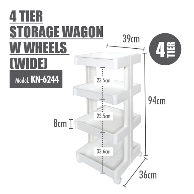 4 Tier Storage Wagon with Wheels - Wide - 1