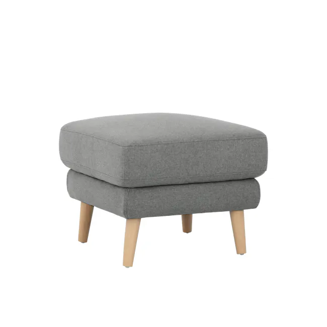 Jacob Ottoman - Slate - 2 - Grey upholstered stool, minimalist design, wooden legs, modern aesthetic, comfortable seating