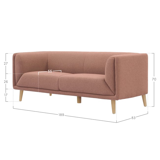 Audrey 3 Seater Sofa - Blush - 4