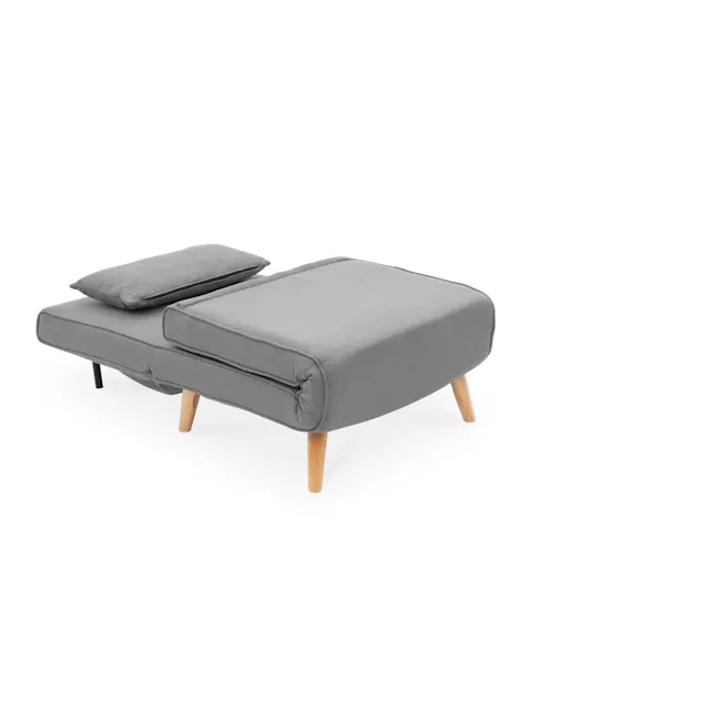 Noel Sofa Bed - Harbour Grey - 12 - Modern gray ottoman, minimalist design, wooden legs, sleek fabric, comfortable seating