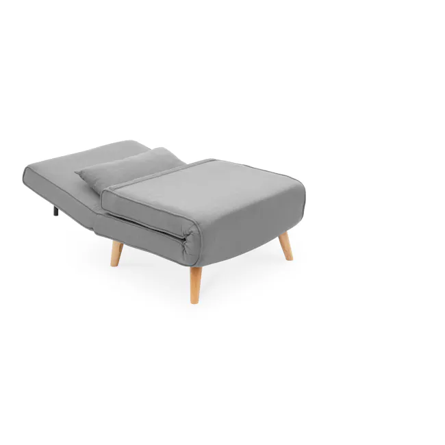 Noel Sofa Bed - Harbour Grey - 11 - Modern gray upholstered bench, minimalist design, wooden legs, soft fabric, cozy