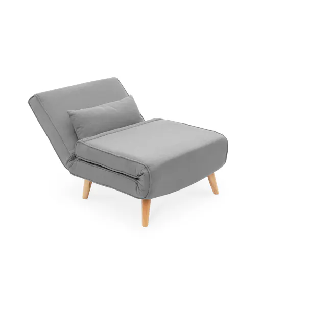 Noel Sofa Bed - Harbour Grey - 9 - Grey upholstered armchair, modern design, wooden legs, minimalist style, cozy seating