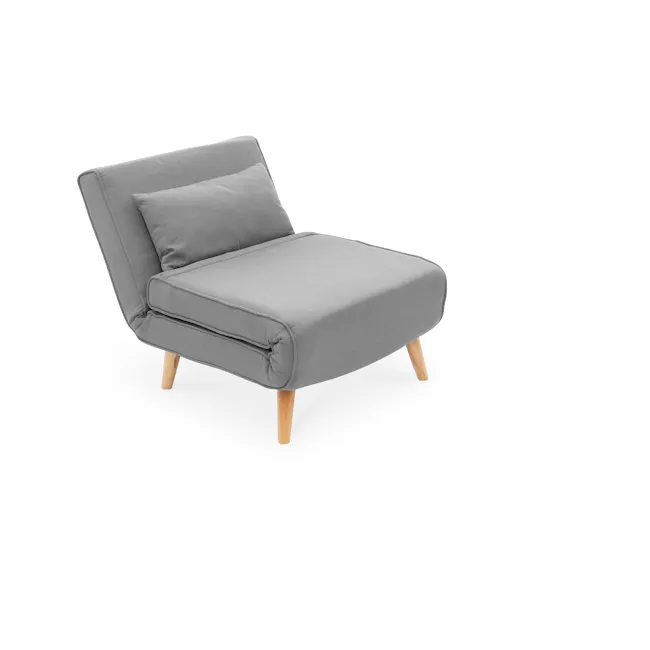 Noel Sofa Bed - Harbour Grey - 8 - Grey upholstered armchair, modern design, wooden legs, minimalist style, cozy seating