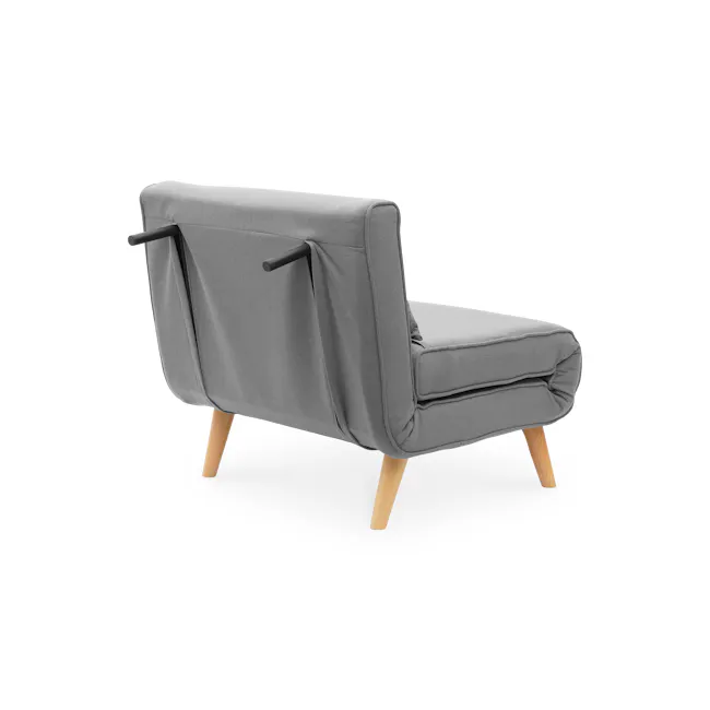 Noel Sofa Bed - Harbour Grey - 16 - Grey upholstered modern chair, wooden legs, minimalist design, contemporary style, sleek