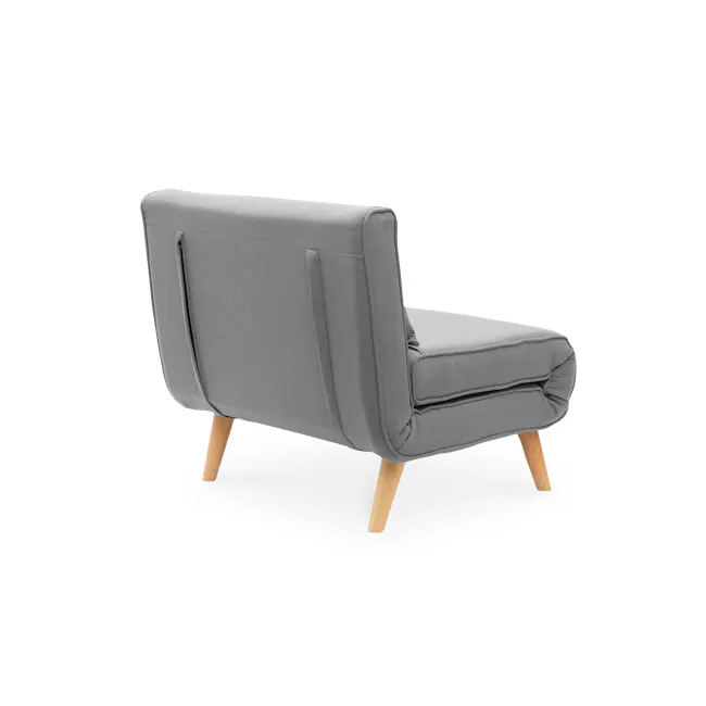 Noel Sofa Bed - Harbour Grey - 21 - Grey upholstered modern chair, wooden legs, minimalist design, comfortable seating