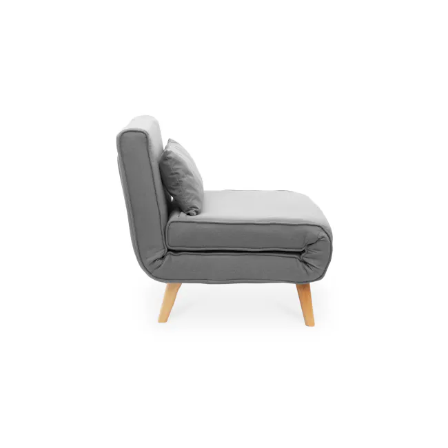 Noel Sofa Bed - Harbour Grey - 18 - Grey upholstered chair, wooden legs, minimalist design, soft cushion, comfortable