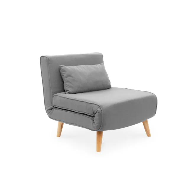 Noel Sofa Bed - Harbour Grey - 17 - Grey upholstered modern chair, wooden legs, minimalist design, comfortable seating, soft