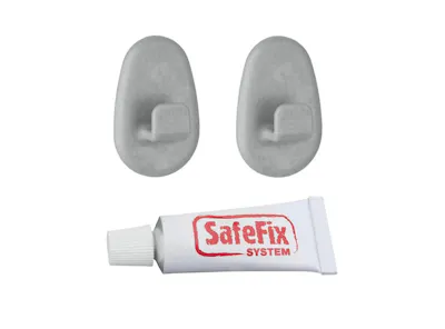 Safe Fix Universal Set of 2 Hooks + Glue - Silver