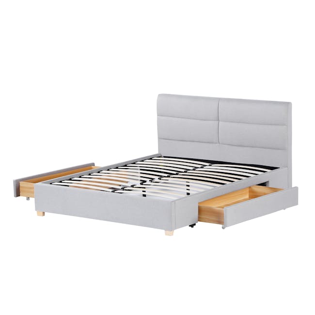 Austin 2 Drawer Queen Bed - Cloud Grey (Fabric) - 4