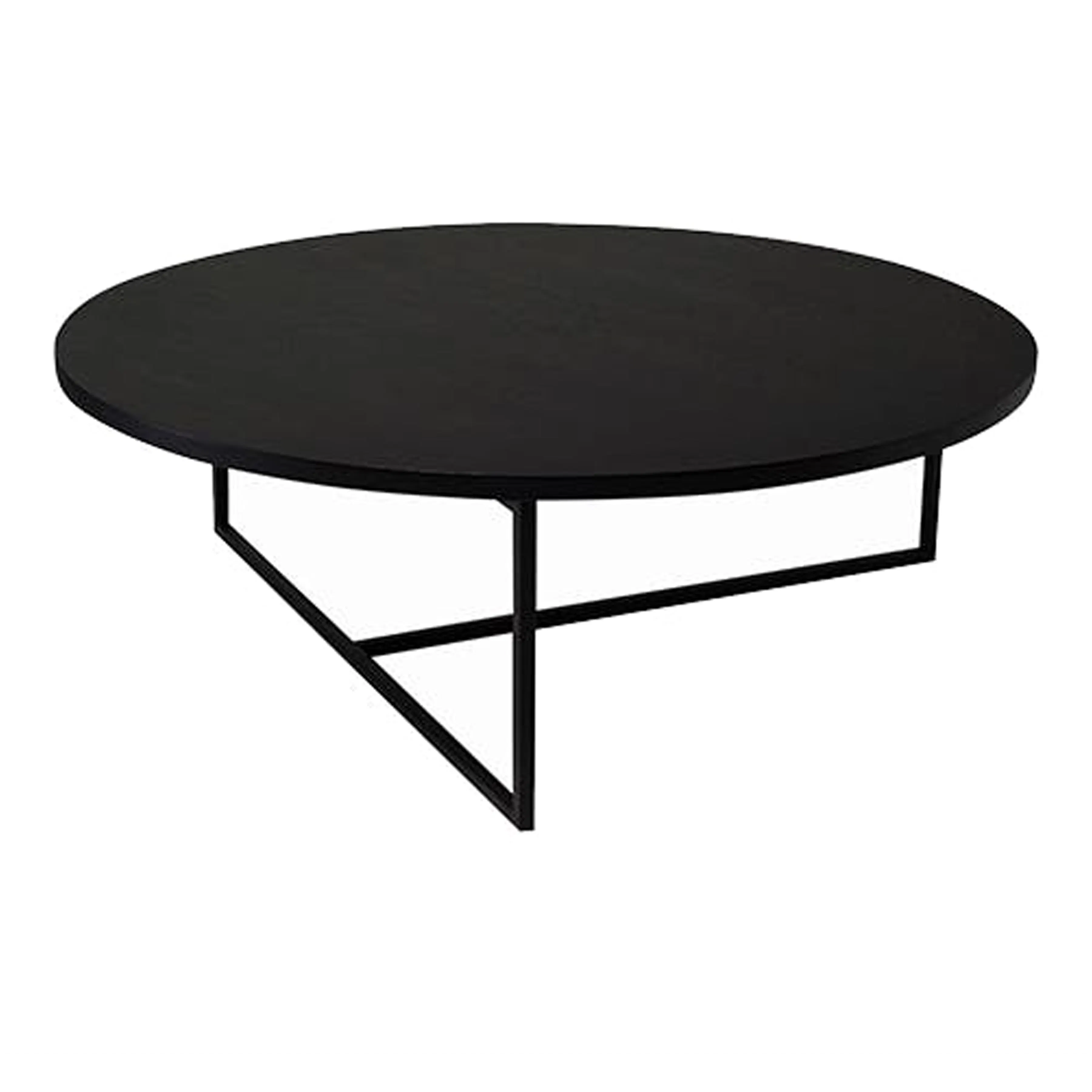 (As-is) Felicity Round Coffee Table - Black Ash, Matt Black - 10 - Round black coffee table with sleek metal frame