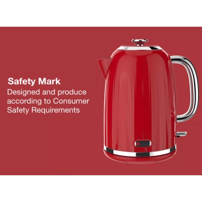 Odette Jukebox 1.7L Retro Electric Kettle - Mint - 4 - Safety Mark, Red electric kettle, Consumer Safety Requirements, Made