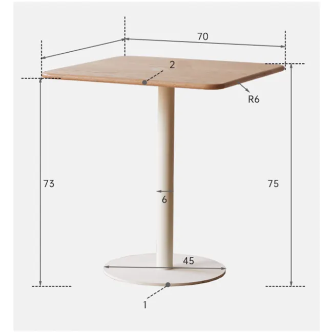 Noon Square Dining Table 0.7m - 6