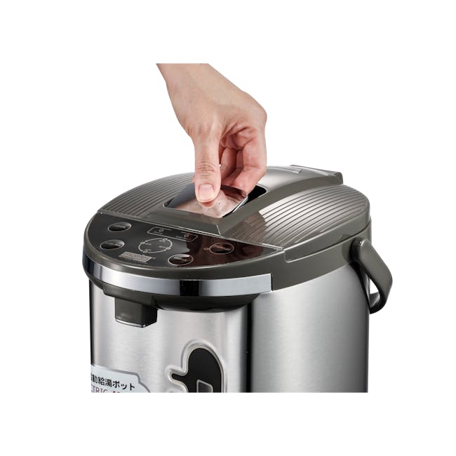 MORRIES 4 Temperatures Selection Electric Airpot - 5L - 3 - Electric rice cooker, hand placing rice, rice tray opening, rice