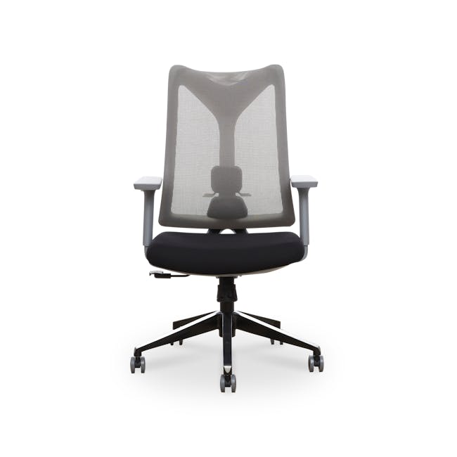 Swivo Table 1.2m - Natural with Damien Mid Back Office Chair - Grey (Waterproof) - 7