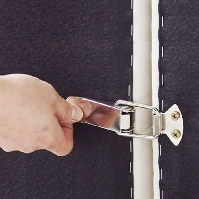 Lusa 3 Seater Sofa - Ivory (Pet Friendly) - 26 - metallic clamp, black fabric, white seam, adhesive strip, wall anchors