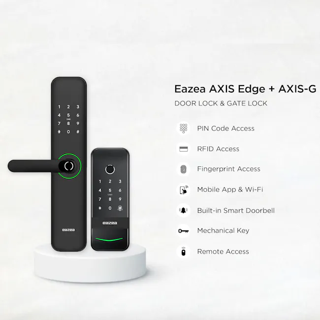 Eazea AXIS Edge Smart Door Lock + AXIS-G Smart Gate Digital Lock Bundle - 3