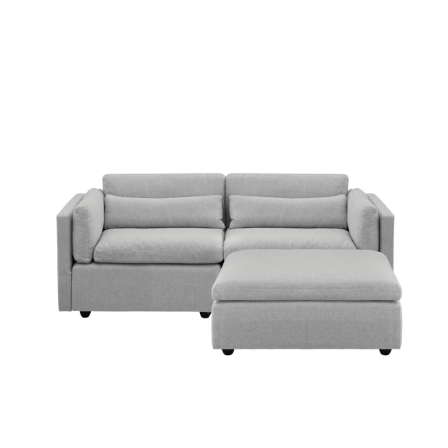 Liam 3 Seater Sofa with Ottoman - Slate (Fabric) - 1 - Modern gray sectional sofa, minimalist design, comfortable seating