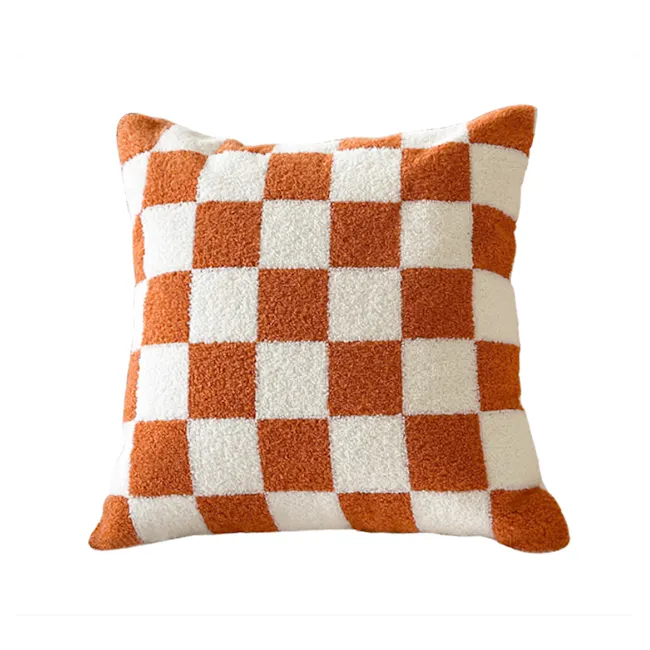 Checkered Cushion Cover - Orange - 1