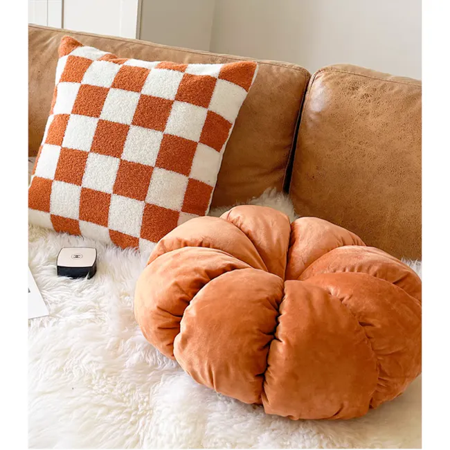 Checkered Cushion Cover - Orange - 4