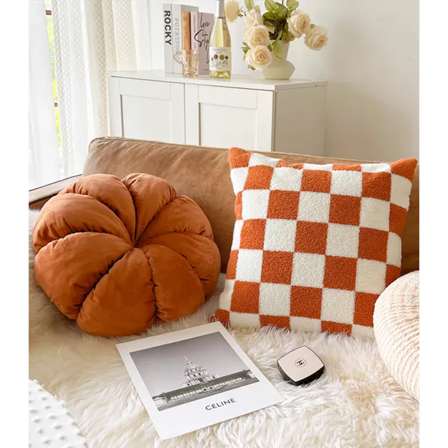 Checkered Cushion - Orange - 6