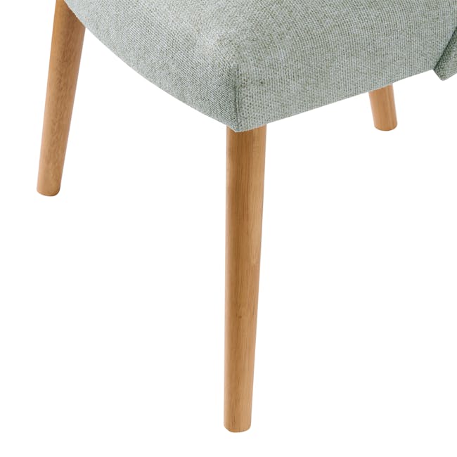 Miranda Chair - Natural, Aqua Green - 7 - Wooden chair with light green cushion, wooden legs, natural wood finish, fabric