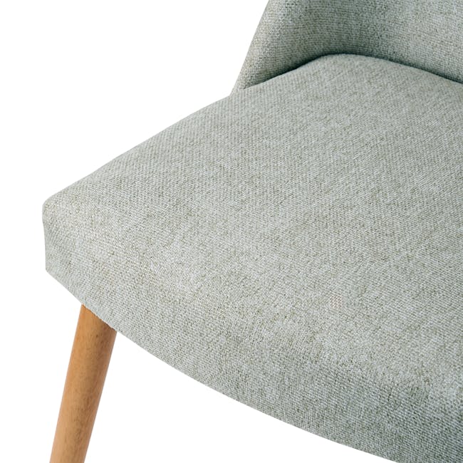 Miranda Chair - Natural, Aqua Green - 6 - Light gray upholstered chair, light wooden legs, textured fabric upholstery
