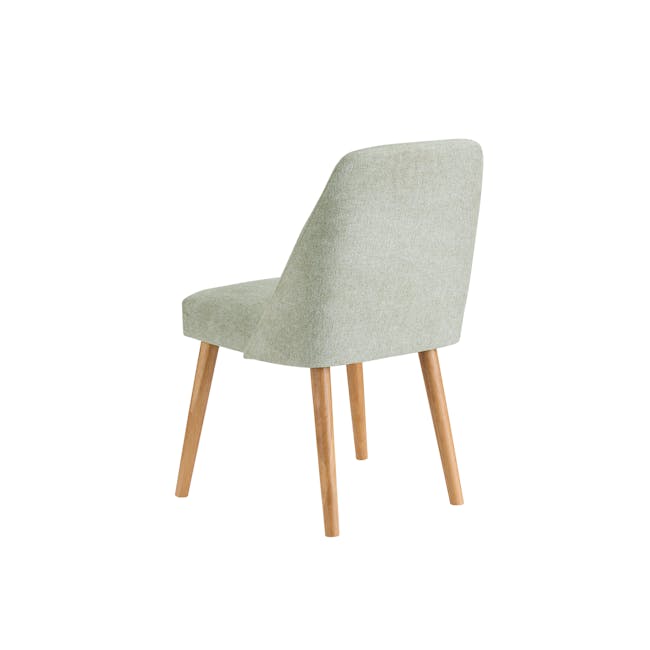 Miranda Chair - Natural, Aqua Green - 3 - Light green upholstered chair, wooden legs, minimalist design, modern style