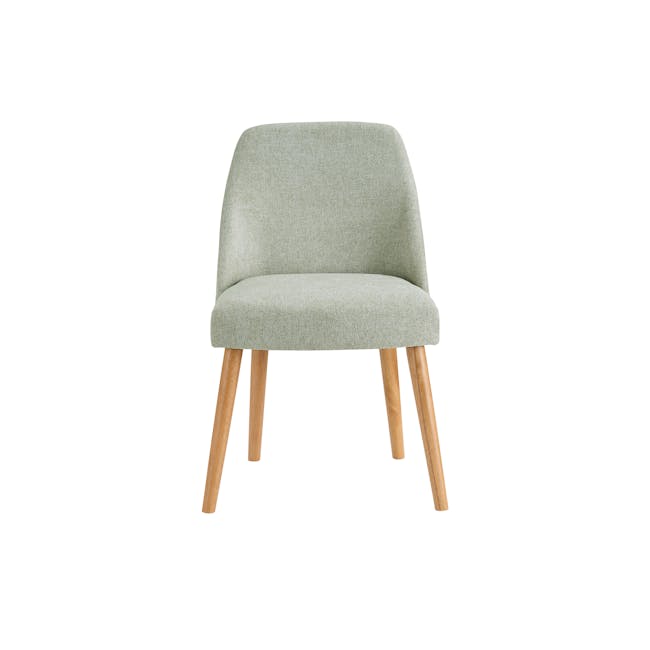 Miranda Chair - Natural, Aqua Green - 2 - Green upholstered chair, light wood legs, minimalist design, modern style, cozy