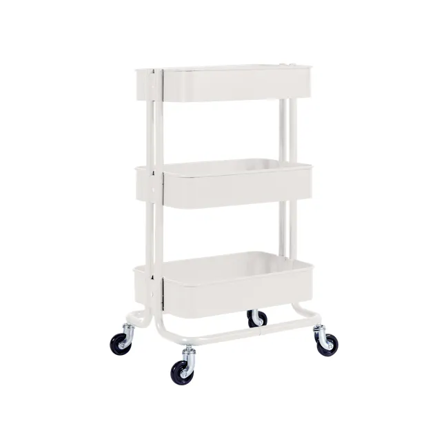 Snyder Trolley - White - 3 - White, modern, minimalist, multi-level, cart, storage cart, utility cart, hospital cart