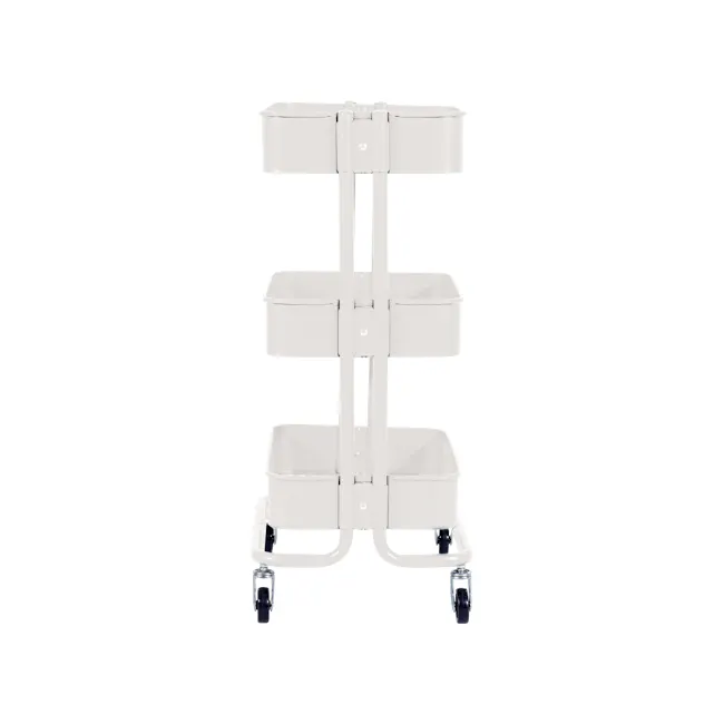 Snyder Trolley - White - 4 - White, multi-tiered, storage cart, compact shelving, ergonomic design, adjustable height