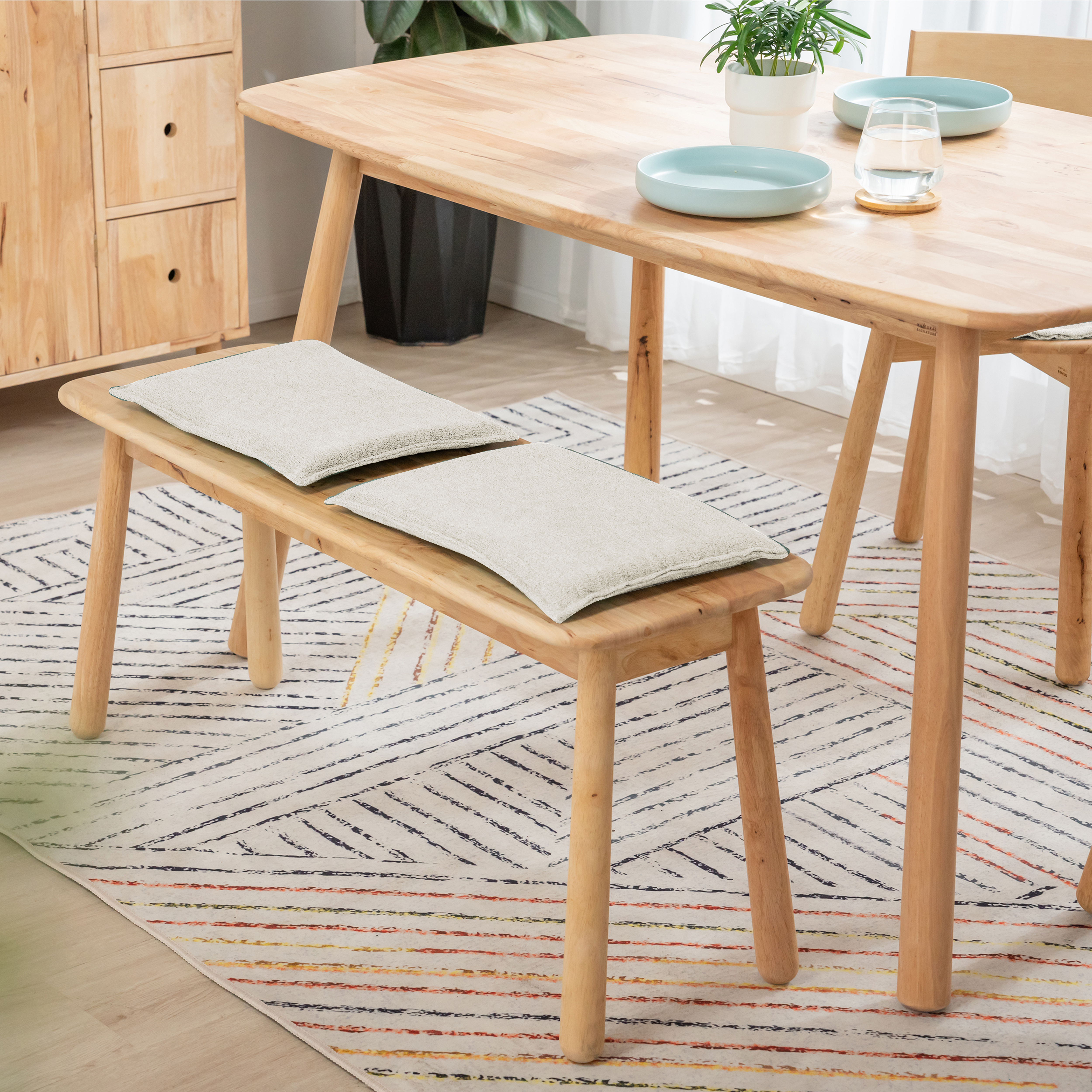 Bylia Cushioned Bench 1m Beige, HV Basic Dining Tables & Chairs HipVan