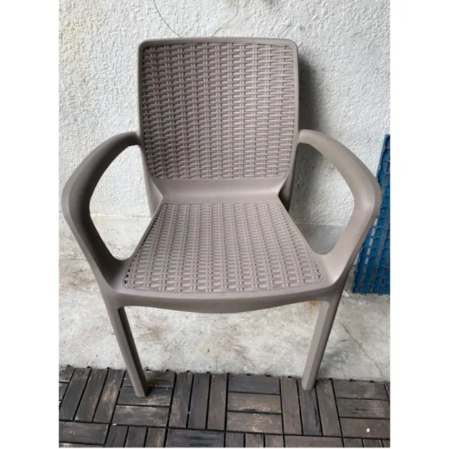 Bali Outdoor Chair - Cappucino - 4 - Gray woven chair, outdoor seating, plastic chair, metal frame, plastic chair design