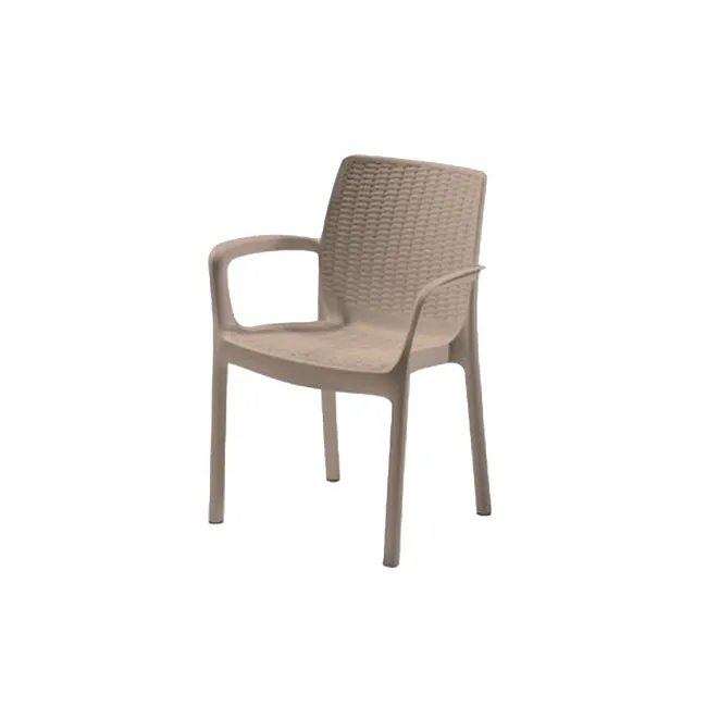 Bali Outdoor Chair - Cappucino - 1 - Wicker chair, beige color, ergonomic design, woven texture, comfortable seating