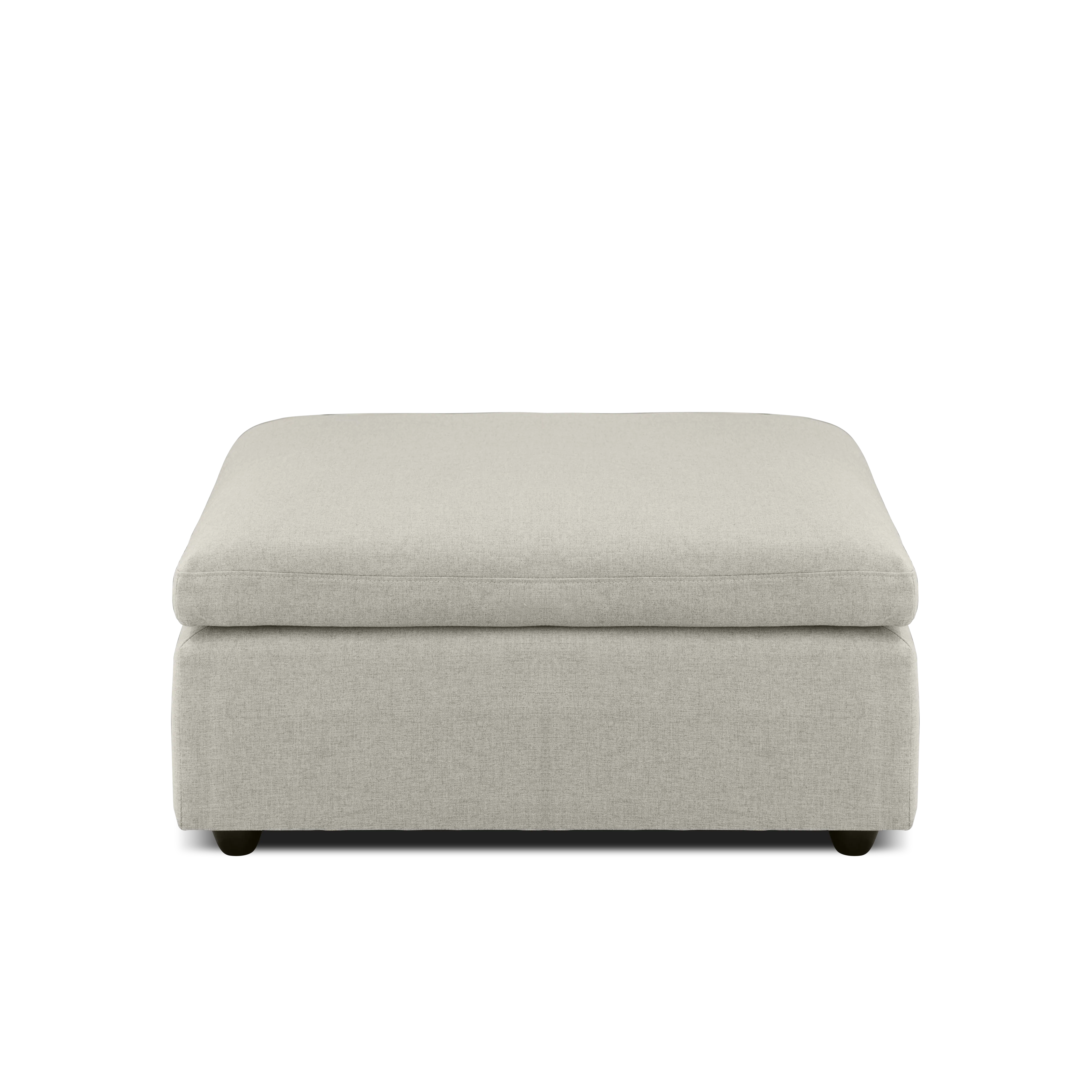 Liam 4 Seater Extended Sofa - Ivory (Fabric) - 29 - Modern minimalist sofa, light gray fabric, rectangular shape, cushioned