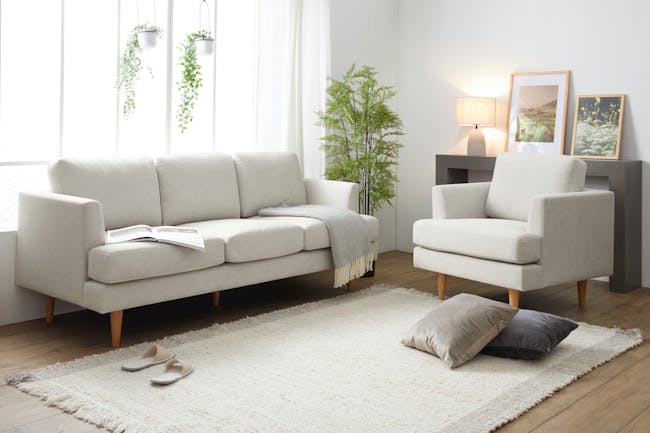 Soma 2 Seater Sofa with Soma Armchair - Sandstorm (Scratch Resistant) - 11