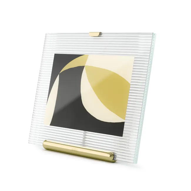 Flute Photo Frame 4x6/5x7 - Brass - 5 - Clear frame, gold handle, abstract design, minimalist, modern, sleek, elegant