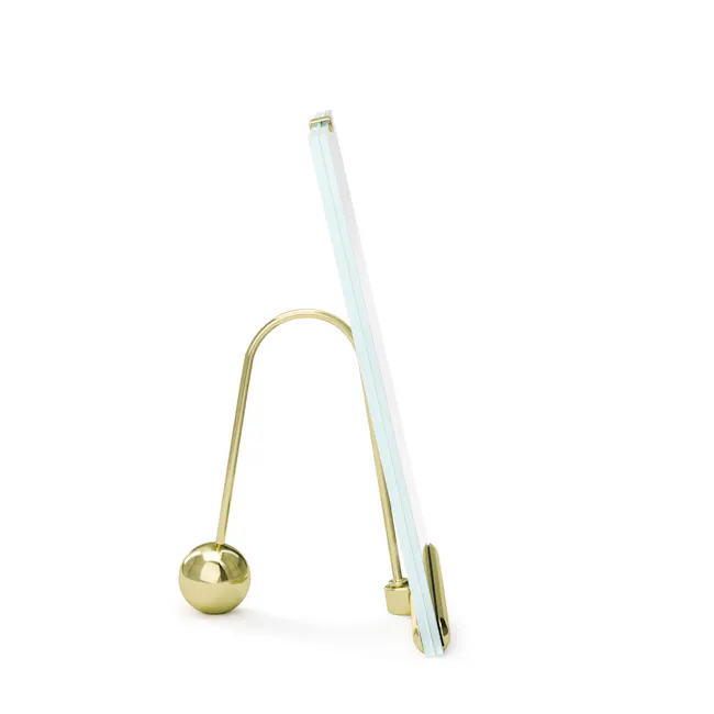 Flute Photo Frame 4x6/5x7 - Brass - 6 - Golden lamp with sleek design, white and light blue glass elements, elegant and