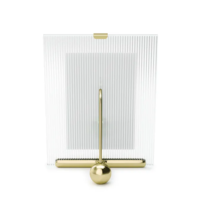 Flute Photo Frame 4x6/5x7 - Brass - 9 - Golden frame, vertical blinds, minimalist design, elegant decor, modern aesthetic
