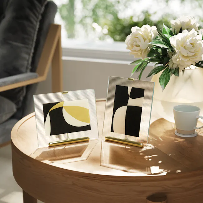 Flute Photo Frame 4x6/5x7 - Brass - 2 - modern living room, abstract art, geometric frames, minimalist decor, natural light