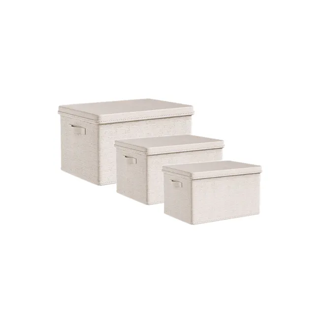 Laren Fabric Storage Box (3 Sizes) - Cream - 1