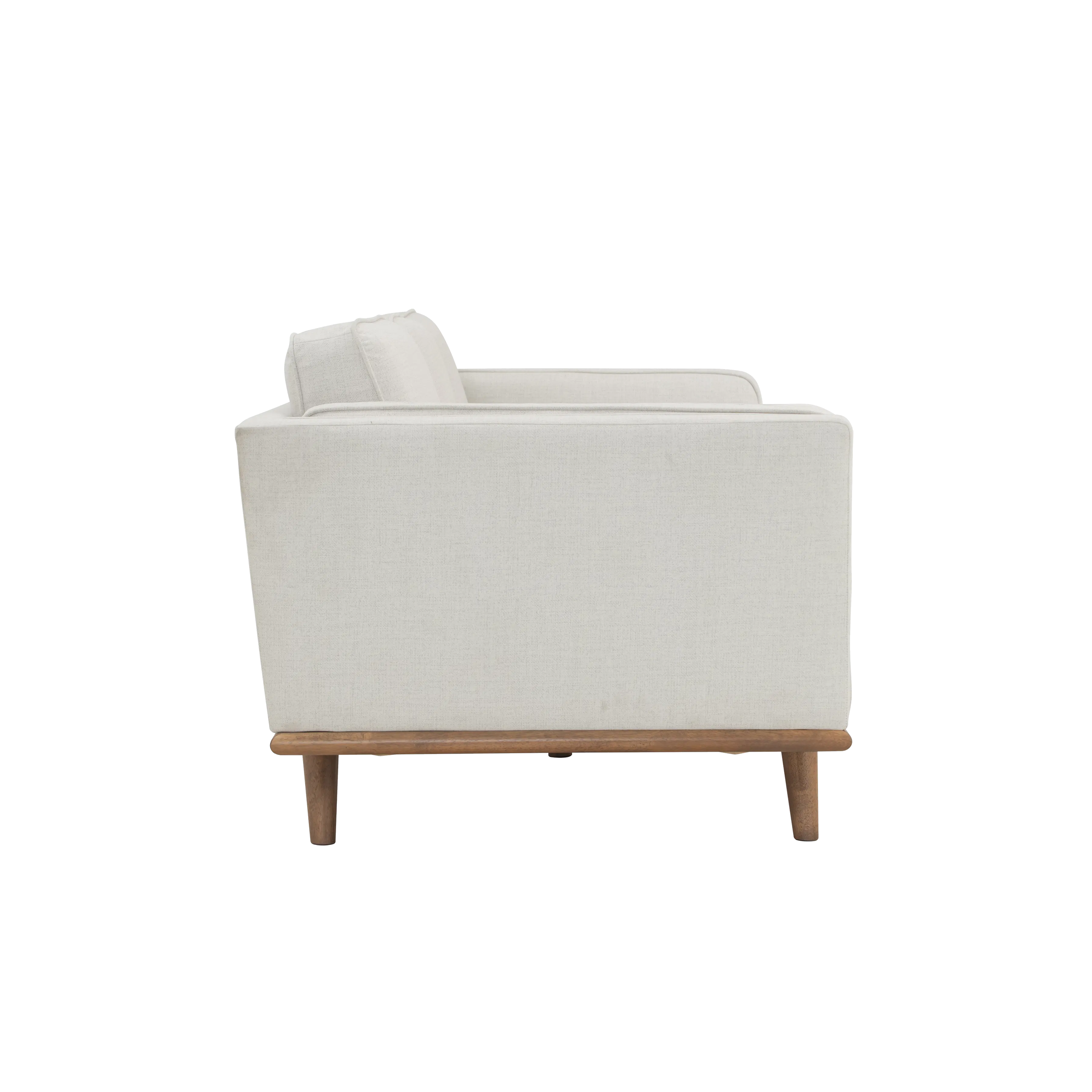 Carter 3 Seater Sofa - Cocoa, Light Beige (Pet Friendly) - 9 - Light gray upholstered sofa, minimalist design, wooden legs