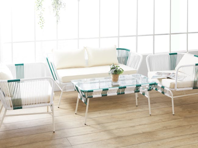 Beckett Outdoor Armchair - White, Green - 1