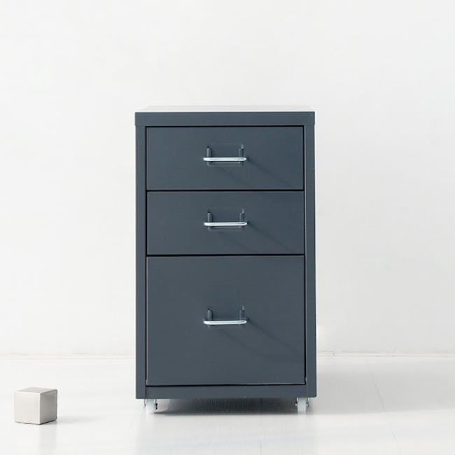 Fiko 3 Tier Metal Cabinet - Dark Grey - 4